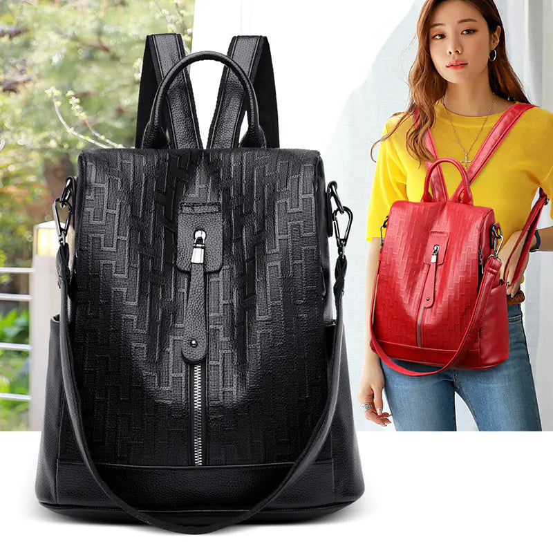 Multi-Function Anti-Theft Leather Backpack for Women