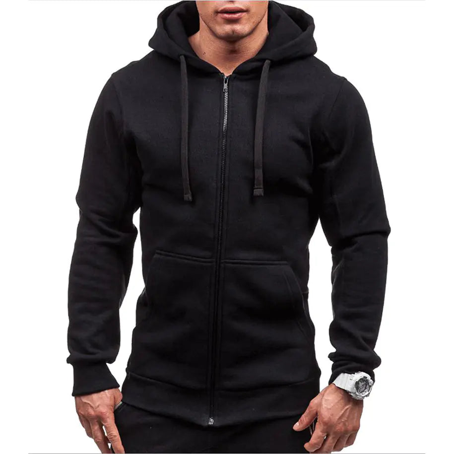 Men's Casual Solid Color Hooded Sweater Cardigan