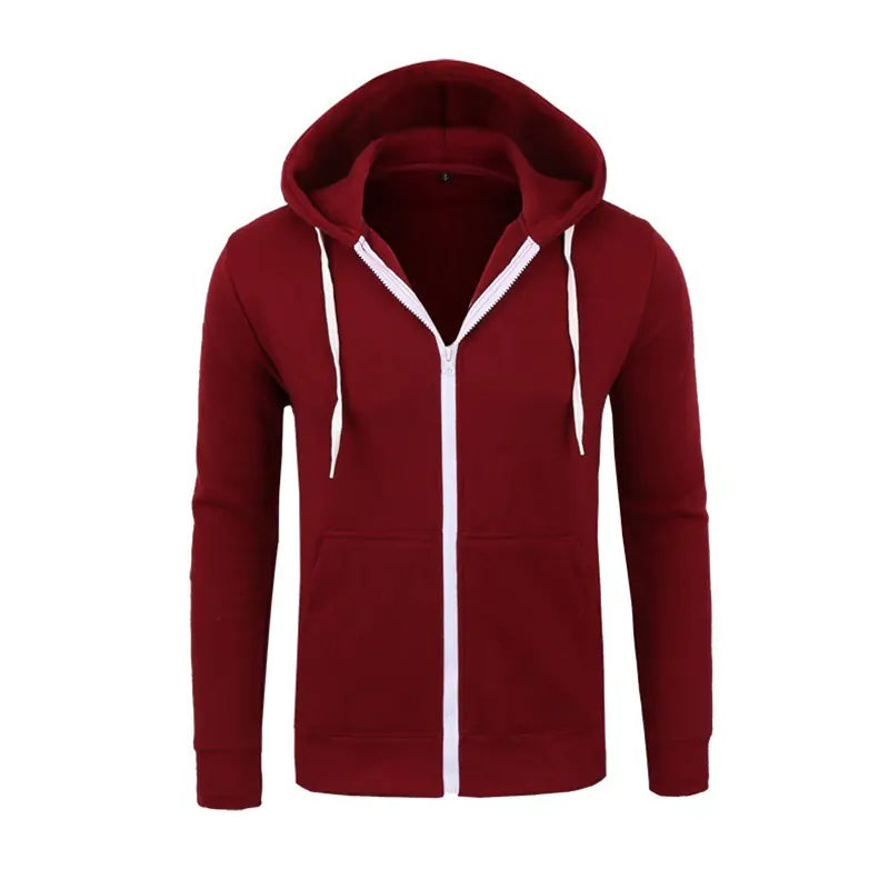Men's Casual Solid Color Hooded Sweater Cardigan
