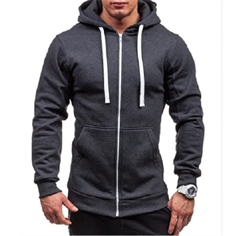 Men's Casual Solid Color Hooded Sweater Cardigan