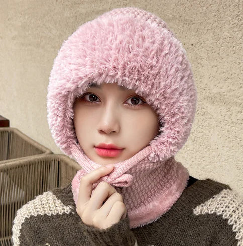 Velvet Hat and Neck Warmer Combo (One Piece)