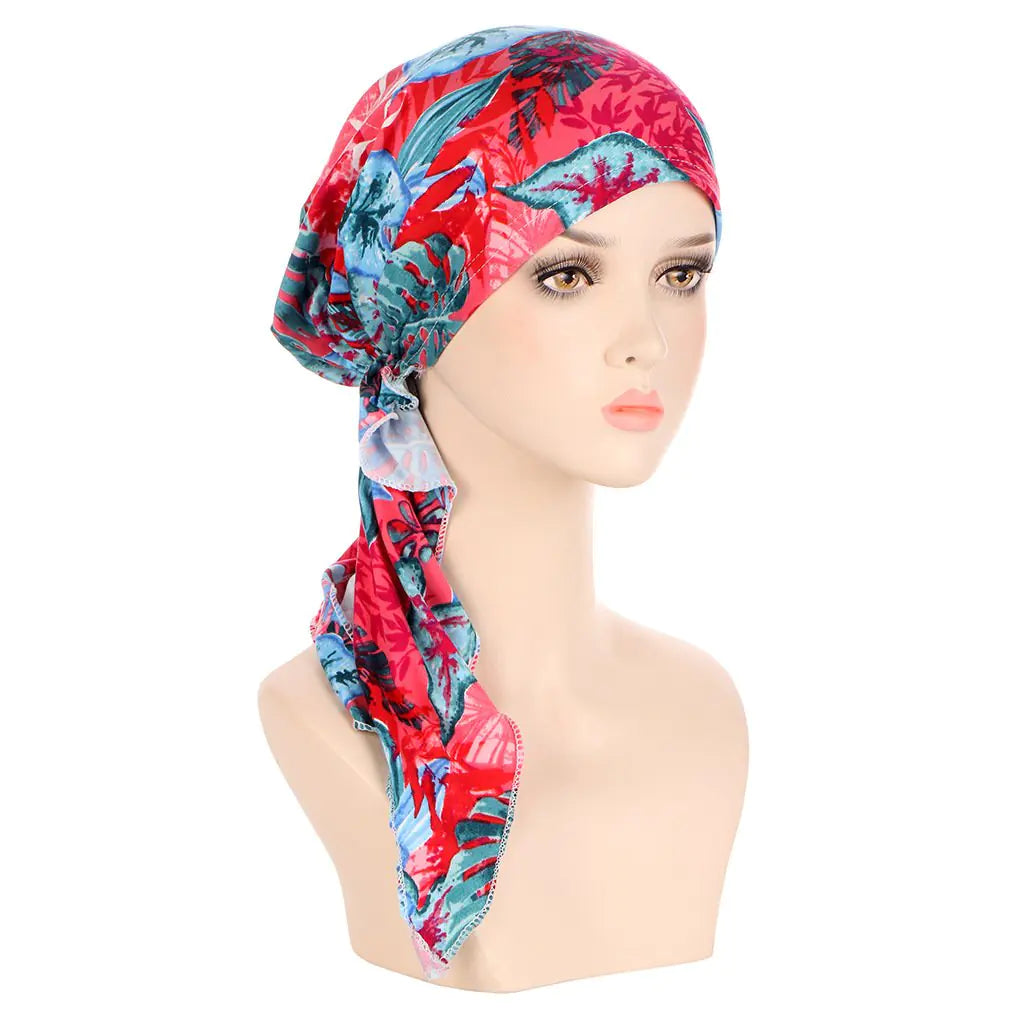 European American Printed Curved Flower Cloth Cap