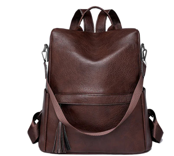 Women's Soft Leather Large Anti-theft Backpack