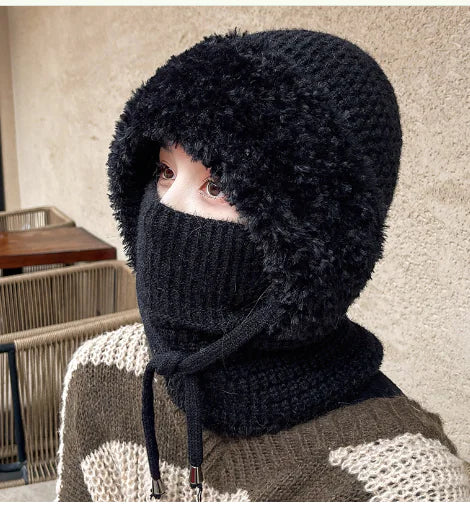 Velvet Hat and Neck Warmer Combo (One Piece)