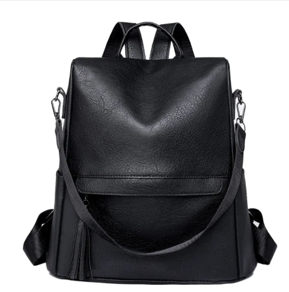 Women's Soft Leather Large Anti-theft Backpack