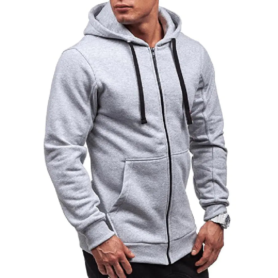 Men's Casual Solid Color Hooded Sweater Cardigan