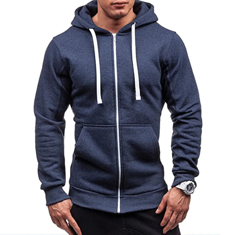 Men's Casual Solid Color Hooded Sweater Cardigan