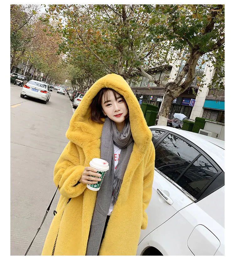 Faux Fur Mink Plush Coat for Women