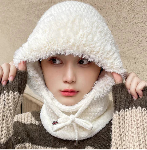 Velvet Hat and Neck Warmer Combo (One Piece)