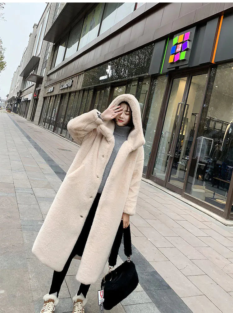 Faux Fur Mink Plush Coat for Women