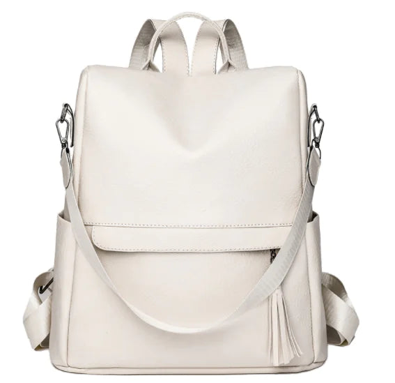 Women's Soft Leather Large Anti-theft Backpack