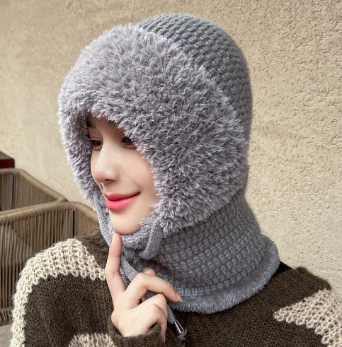 Velvet Hat and Neck Warmer Combo (One Piece)