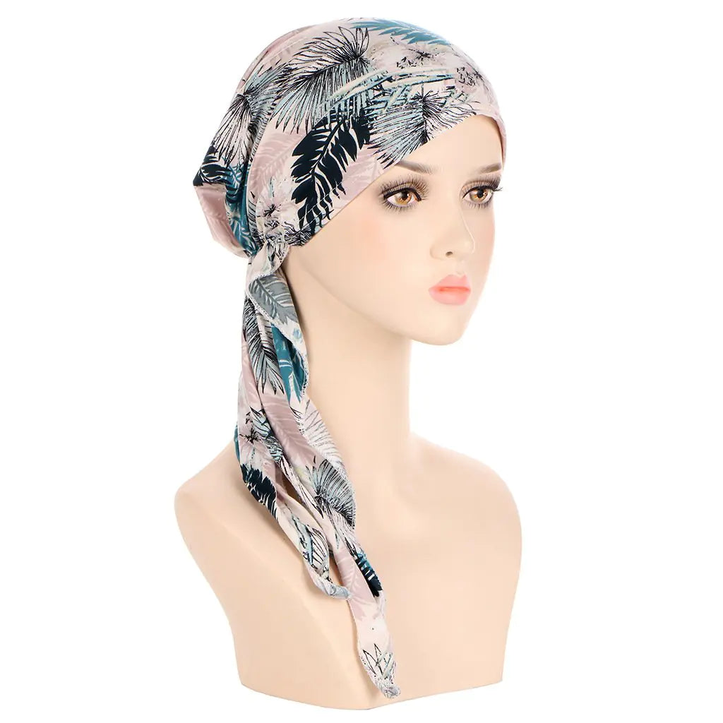 European American Printed Curved Flower Cloth Cap