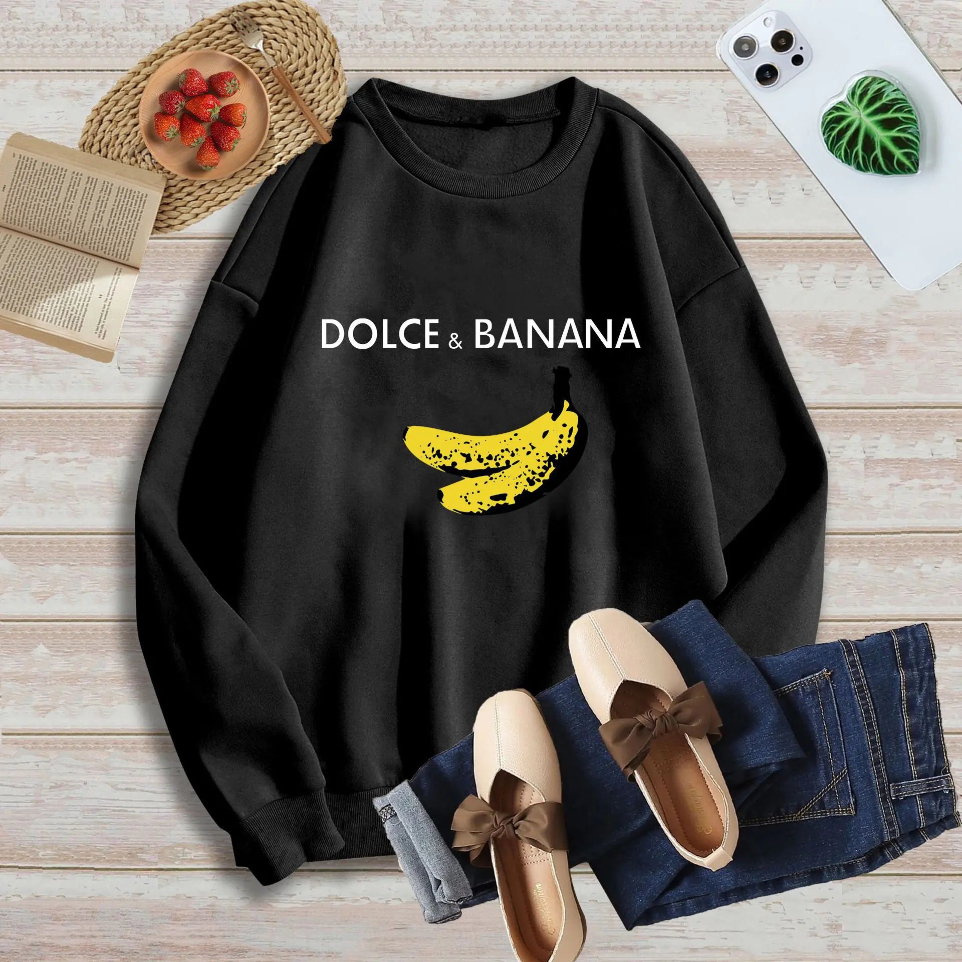 New Women's Fleece Drop Shoulder Letter Sweatshirt