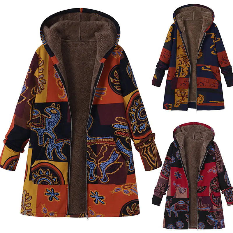 Winter Women's Plush Fluffy Casual Hooded Sweatshirt