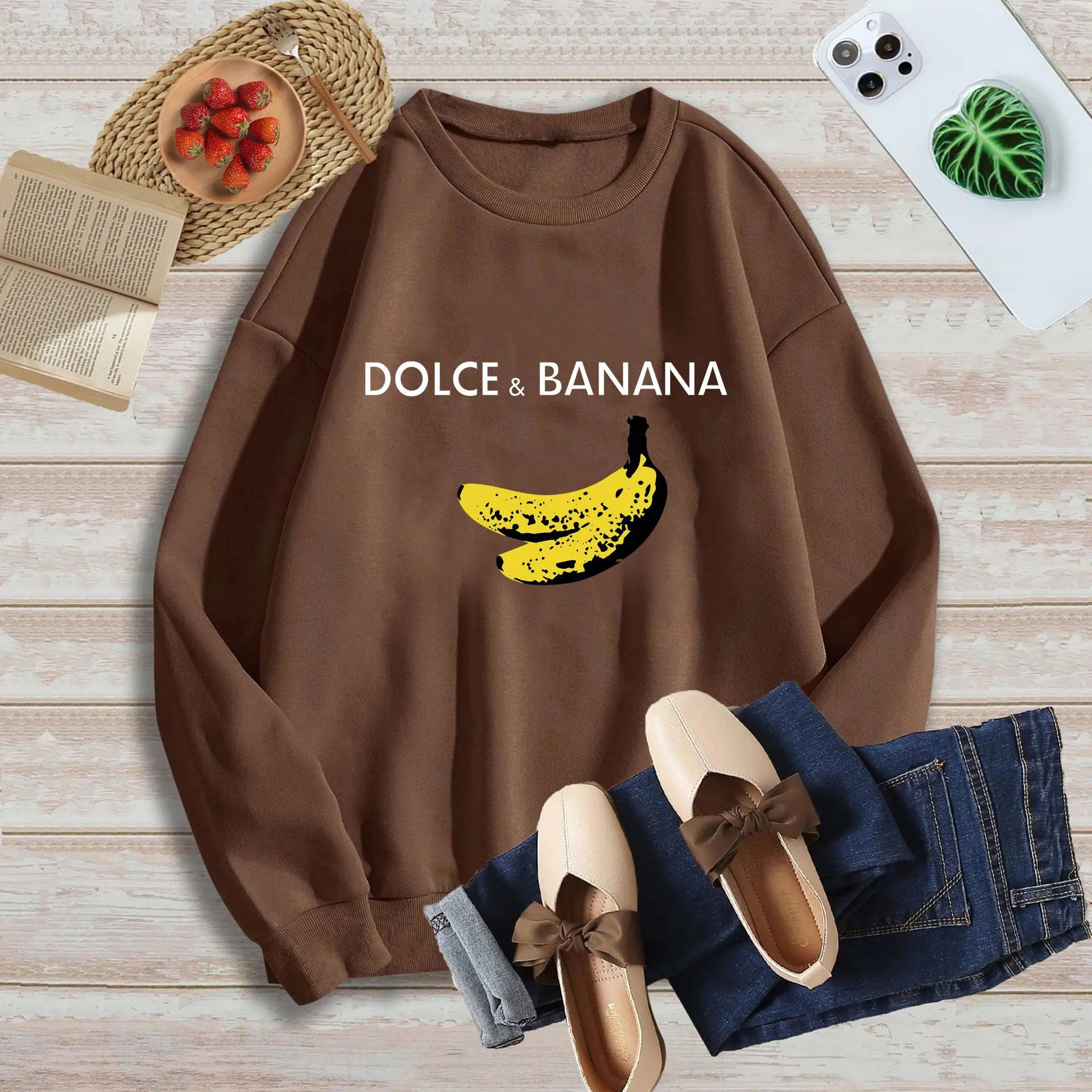 New Women's Fleece Drop Shoulder Letter Sweatshirt