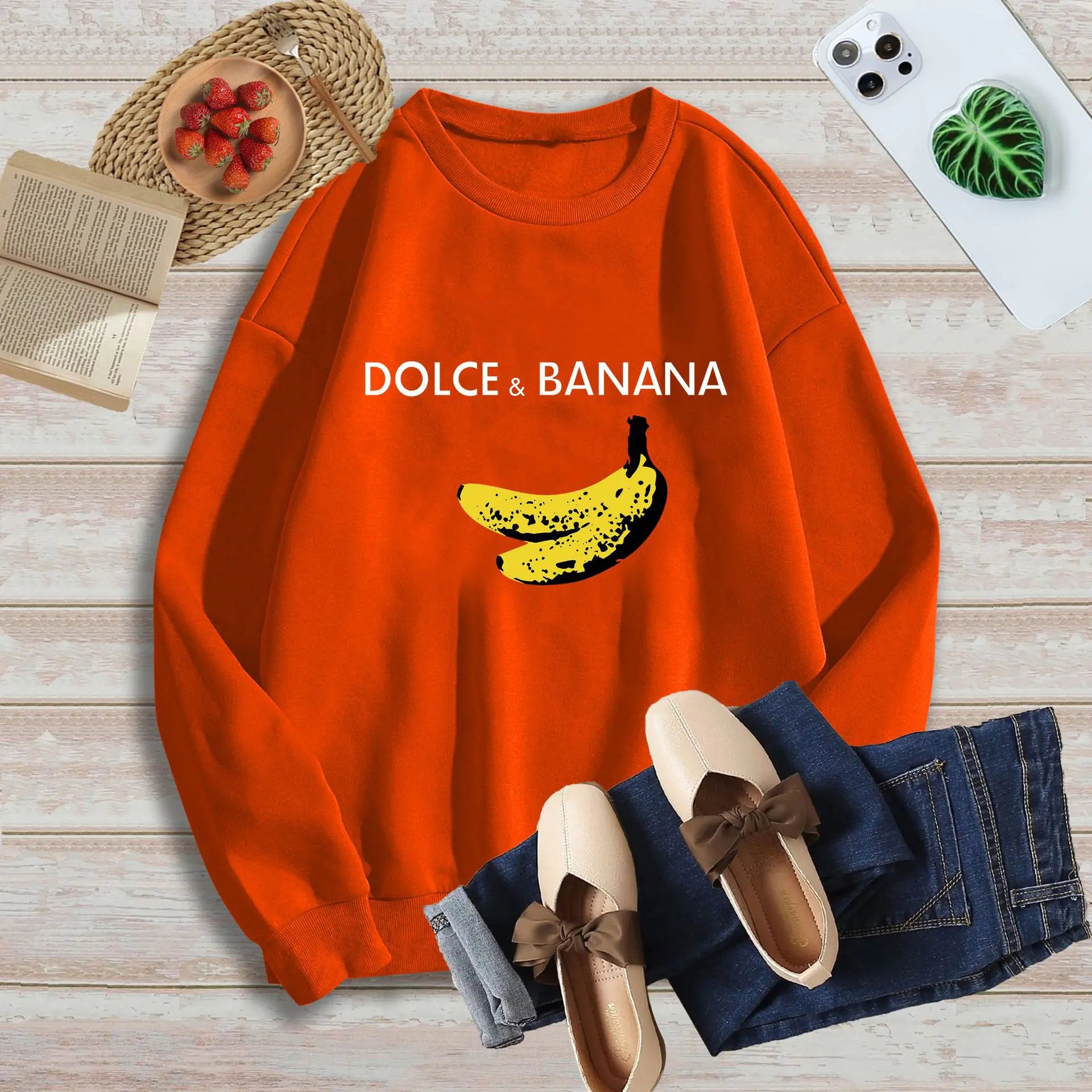New Women's Fleece Drop Shoulder Letter Sweatshirt