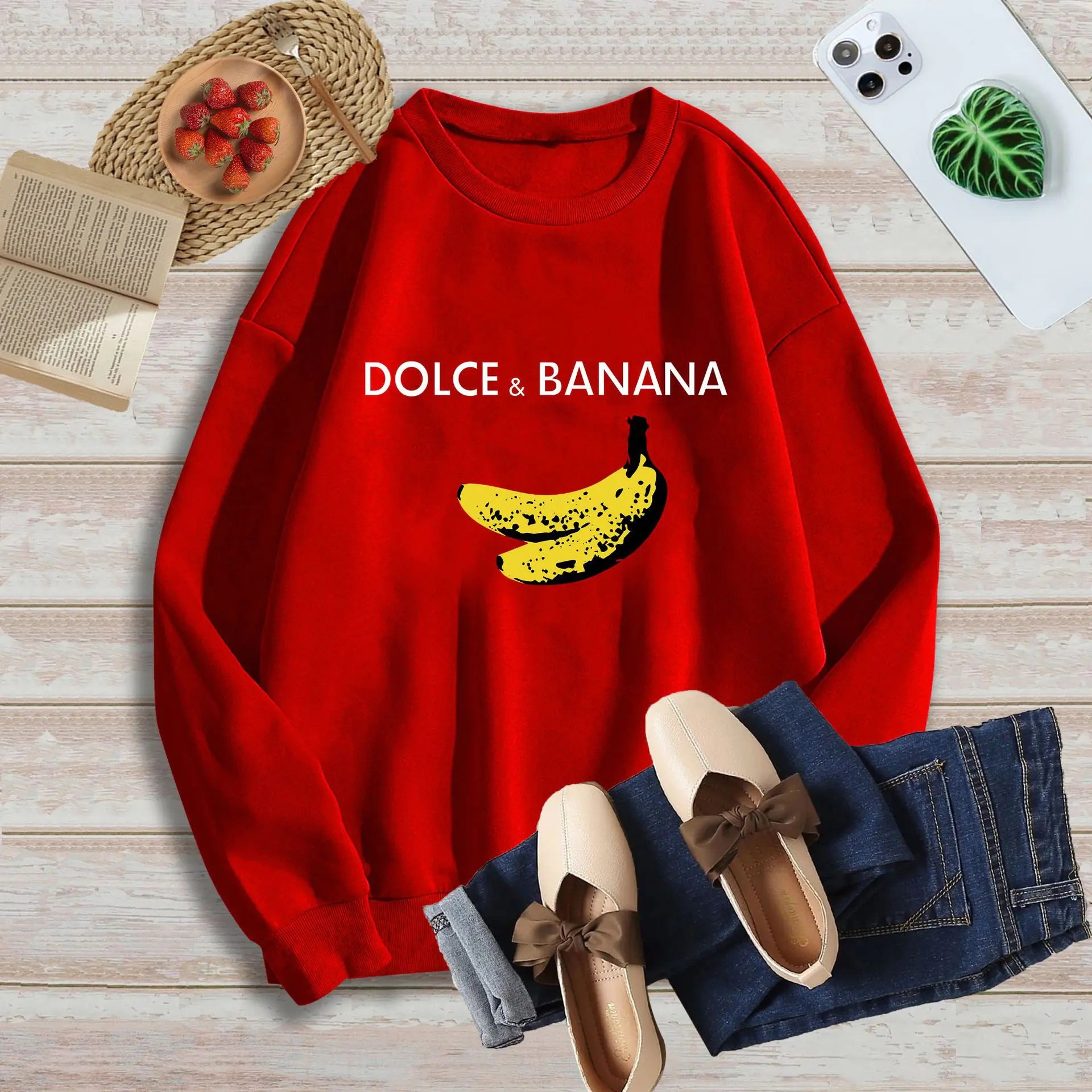 New Women's Fleece Drop Shoulder Letter Sweatshirt