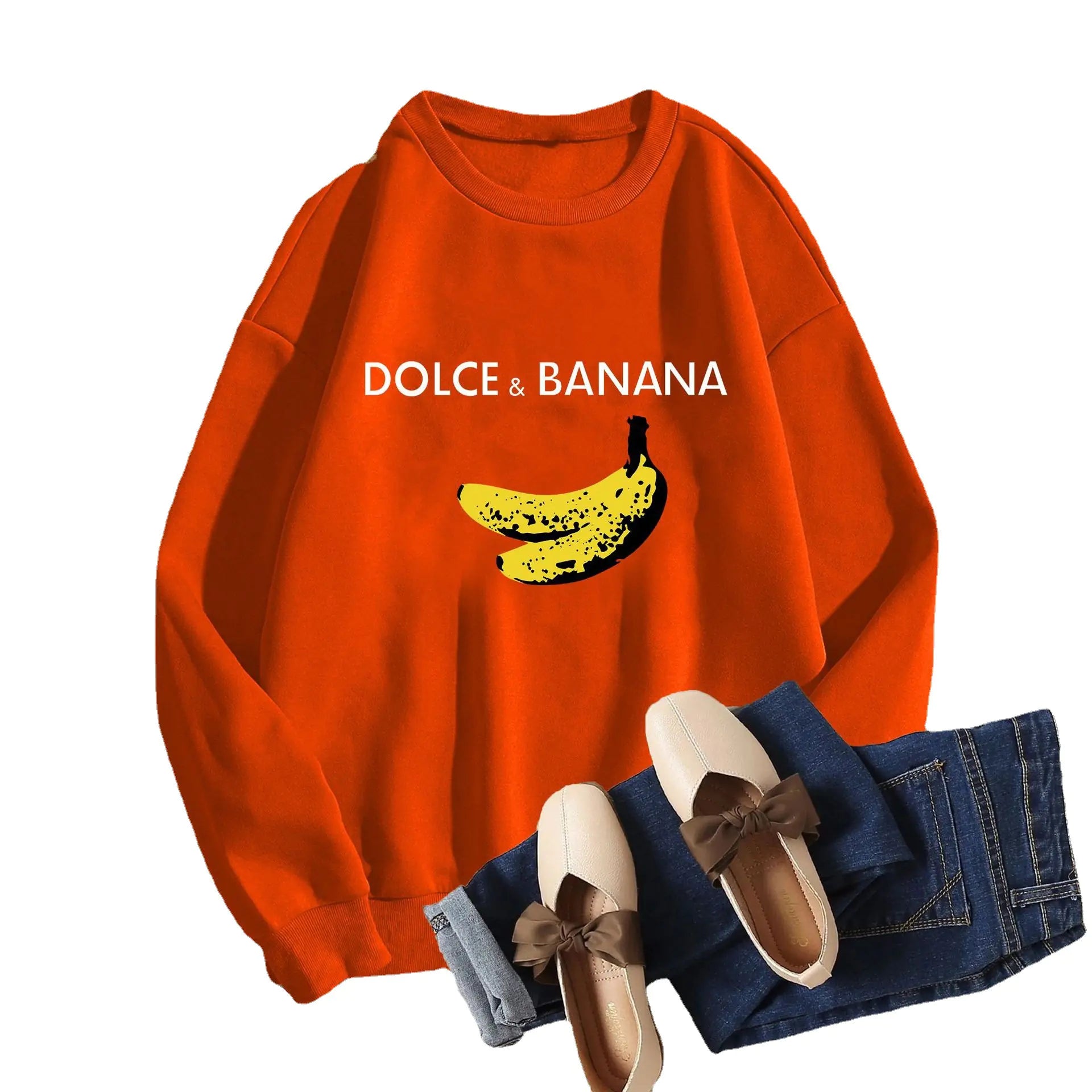 New Women's Fleece Drop Shoulder Letter Sweatshirt