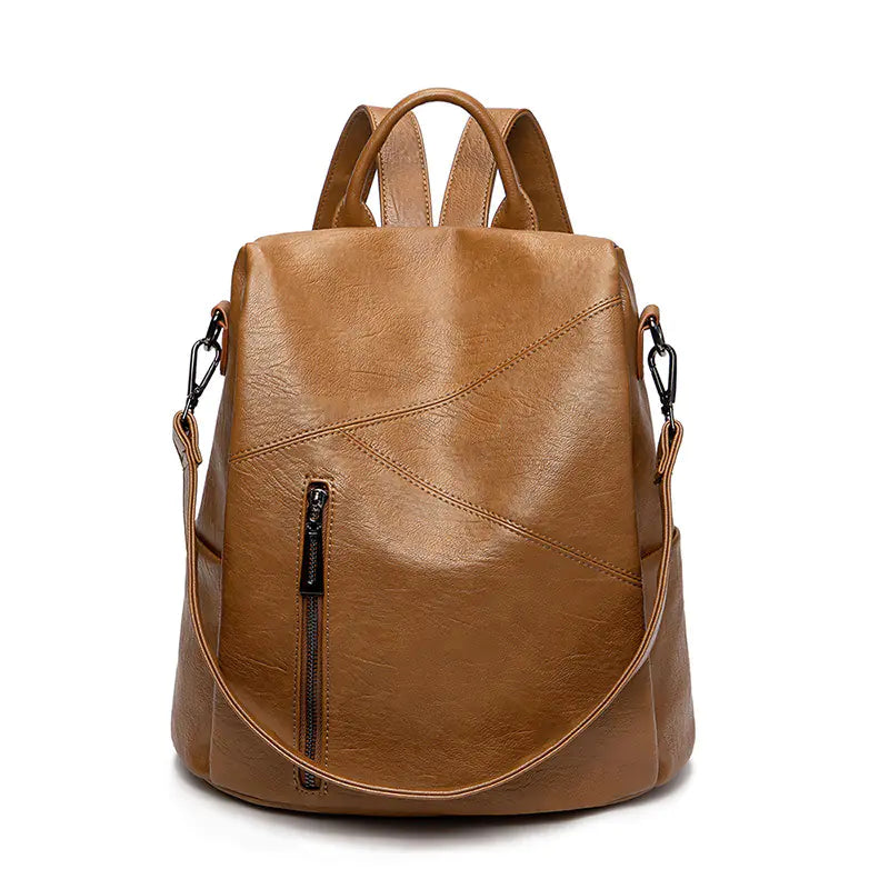 Women's Soft Leather Anti-Theft Large Capacity Backpack