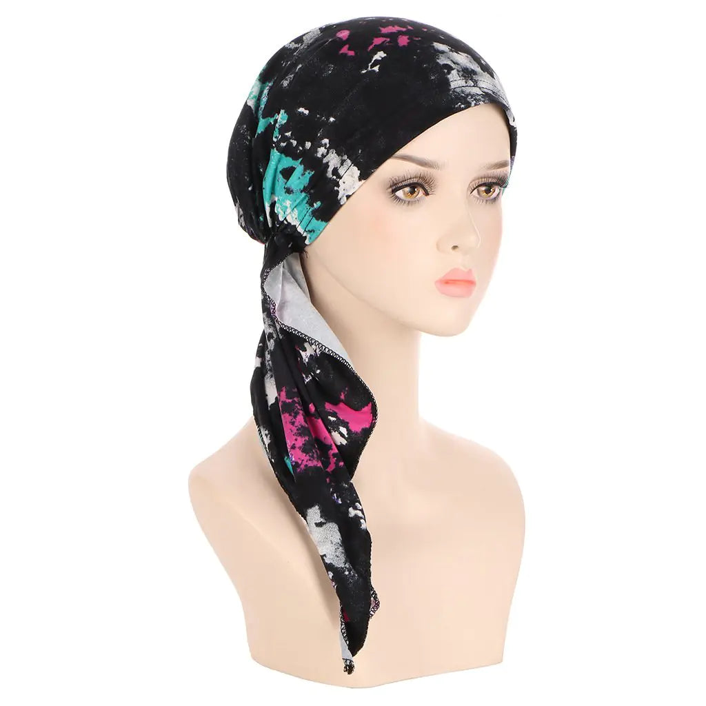 European American Printed Curved Flower Cloth Cap