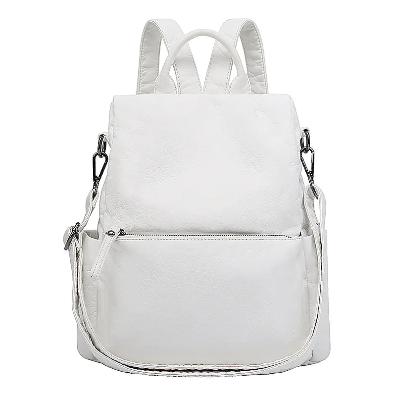 Women's Soft Leather Large Anti-theft Backpack