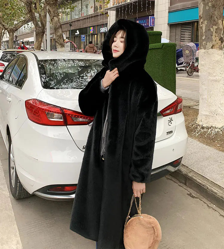 Faux Fur Mink Plush Coat for Women