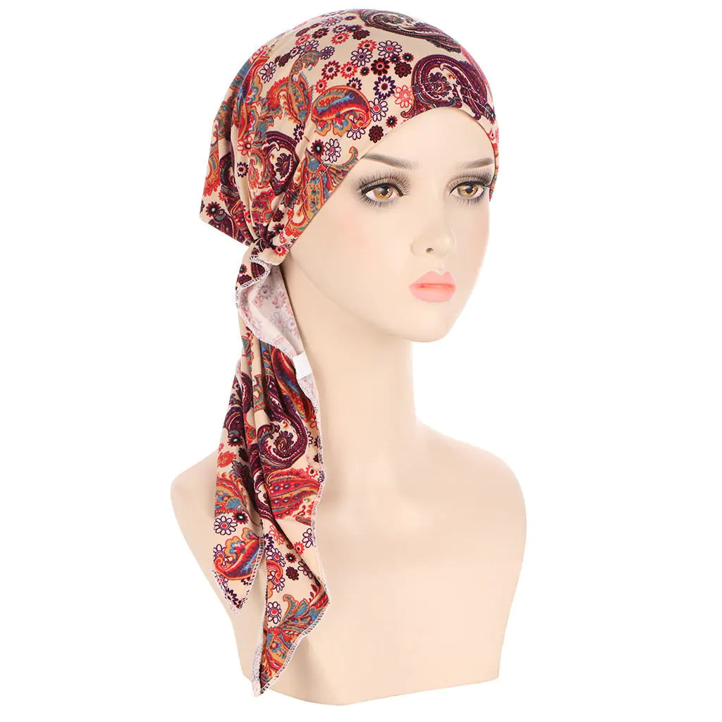 European American Printed Curved Flower Cloth Cap