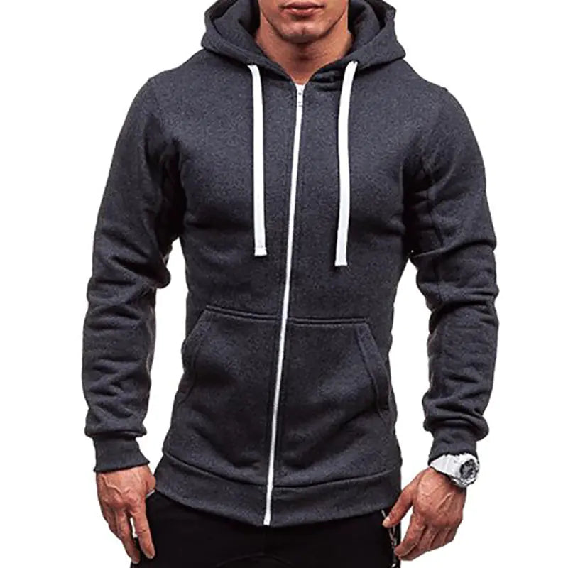 Men's Casual Solid Color Hooded Sweater Cardigan