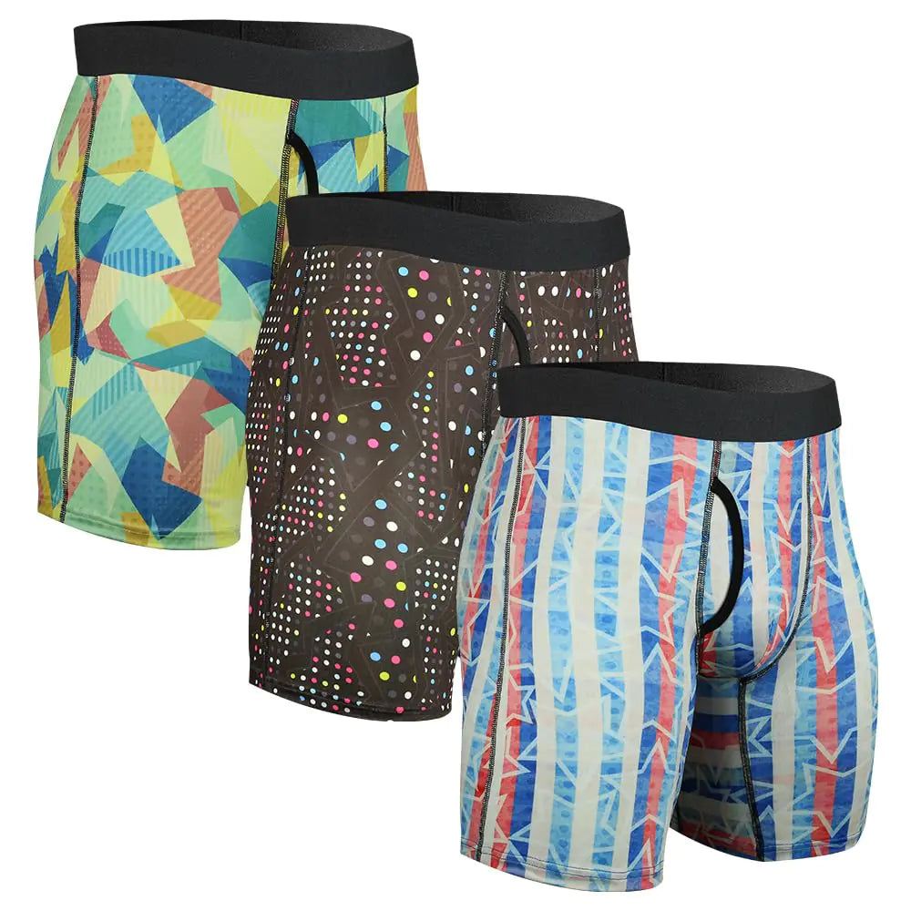 CHUAKIN Mens Athletic Underwear Mens Boxer Briefs Long Leg Trunks Underwear 3 Pack